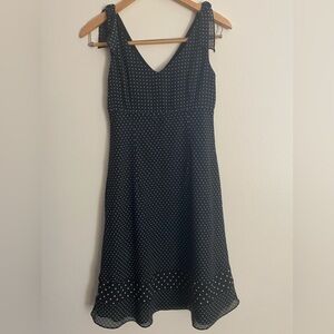Ann Taylor Loft Black Polka Dot Dress with side zipper